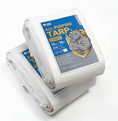 GUARD SHIELD Tarps Heavy Duty Waterproof 12x16 Feet White Poly Tarp Cover by GUARDSHIELD