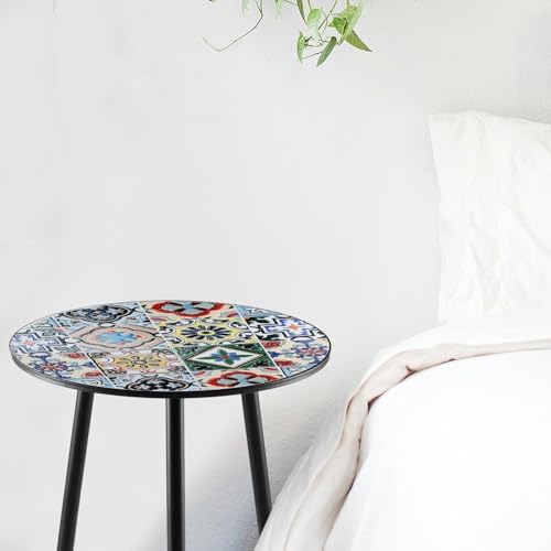 1 Pack Metal Outdoor Side Table Small Outside Round End Table - Image 2