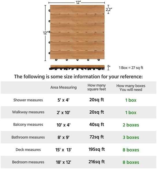 Yaheetech 27PCS Interlocking Deck Tiles Outdoor Patio Floor, Natural Wood - Image 5