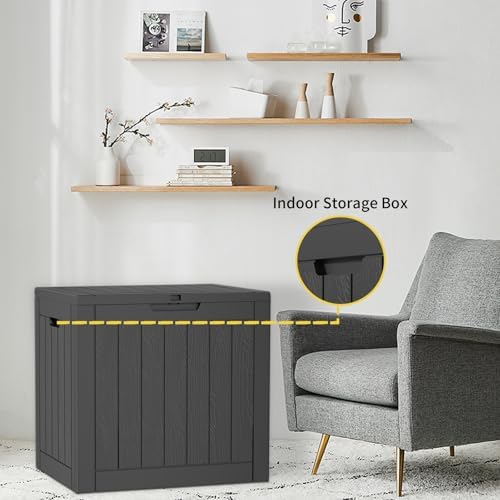 30 Gal Outdoor Storage Box Waterproof Lockable Deck Box Black - Image 4
