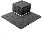 Plastic Interlocking Deck Tiles, 44 Pack, Simulated Stone Surface, Non-Slip by Unknown