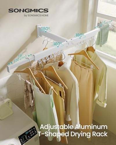 SONGMICS Clothes Drying Rack, Wall-Mounted, Extendable, Foldable Arms - Image 2