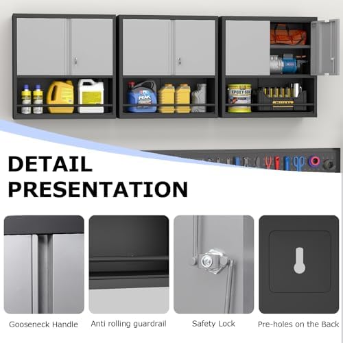 Metal Wall Cabinet, Steel Floating Hanging Storage Cabinet - Image 5