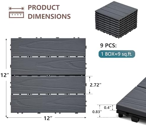 Skypatio Interlocking Deck Tiles 9 PCS, Poolside & Garden - Image 2
