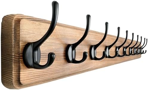 Dseap Wall Mounted Coat Rack: 38-1/4" Long, Heavy-Duty, 10-Double-Hooks Wooden by Dseap