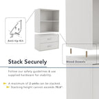 HOMES: INSIDE + OUT Apexa 4-Vertical Storage Organizer Shelves, Stackable Wood - Image 5