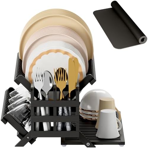 Greenual Black Bamboo Dish Drying Rack by Greenual