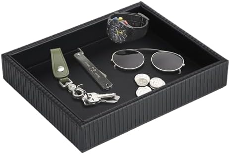 HofferRuffer Faux Leather Vanity Tray, Elegant Desktop Storage Organizer - Image 6