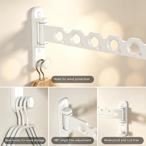Wall Mounted Clothes Hanger Rack, Foldable Space Saving Laundry Rack - Image 6