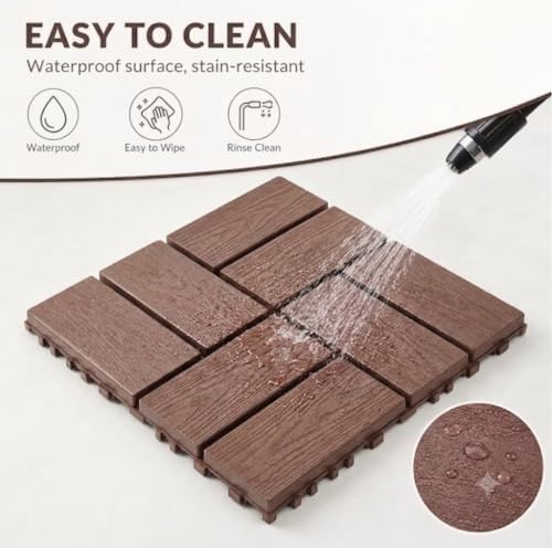 Plastic Interlocking Deck Tiles, 44 Pack, Non-Slip Patio Floor Decking Tiles - Image 4