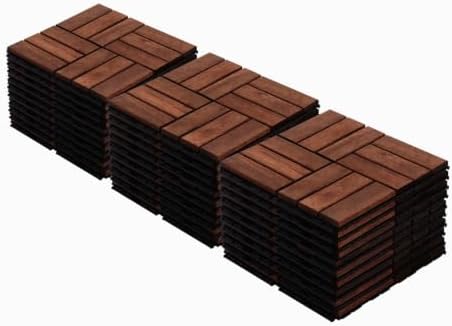 Acacia Wood Interlocking Deck Tiles by KORVYAL