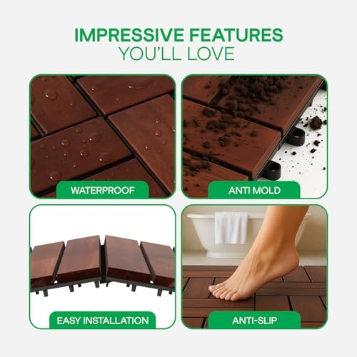 IDZO Interlocking Acacia Deck Tiles 9.6 SQFT - Image 4