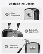 Puroma Key Lock Box Outdoor 4 Digit Code Combination Lockbox House, 4 Gray - Image 4
