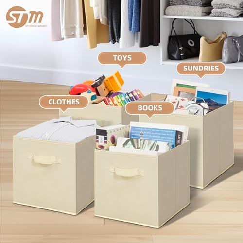 STORAGE MANIAC Storage Cubes, 11 Inch 4 Pack Collapsible Fabric Shelf Bins - Image 2