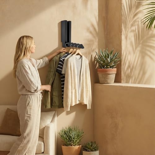 2 Pack Clothes Drying Rack Wall Mounted, Space Saver Wood Wall Mounted Folding - Image 7