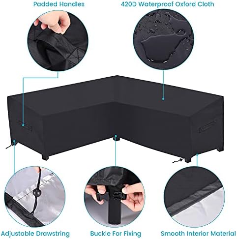 Patio Sectional Sofa Cover Outdoor Waterproof Windproof 85" X 85" V-Shaped - Image 4