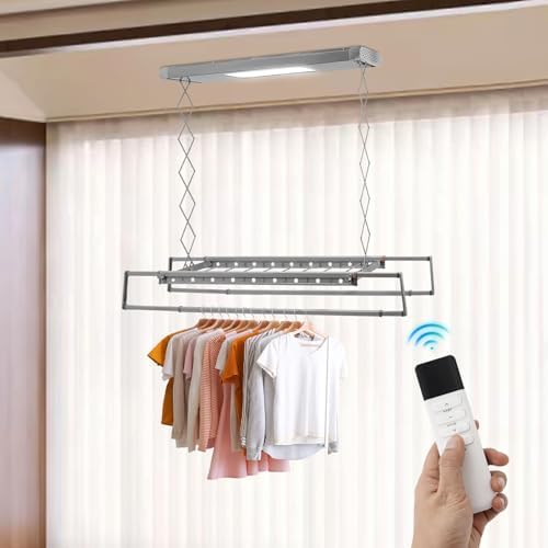 Electric Retractable Airing Rack Gray, Ceiling Clothesline 77lbs Load, Ceiling - Image 6