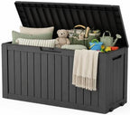 Outdoor Storage Box, Waterproof 100 Gallon Resin Deck Box by ATMELT