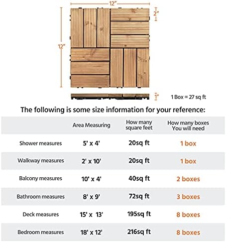 Topeakmart 27PCS Interlocking Deck Tiles 12x12 Patio Flooring, Natural Wood - Image 5