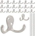 20 Pack Coat Hooks Wall Hooks for Hanging, Heavy Duty Double Prong Metal Hook by CBWLWJ