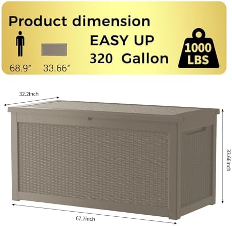 Outdoor Storage Box, 320 Gallon Waterproof Deck Box, Dual Gas-Spring Ultimate - Image 3