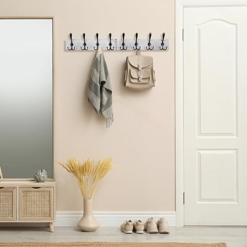 Coat Rack Wall Mount 31.5'' Coat Hanger Wall Mount Old White Coat Hooks - Image 4