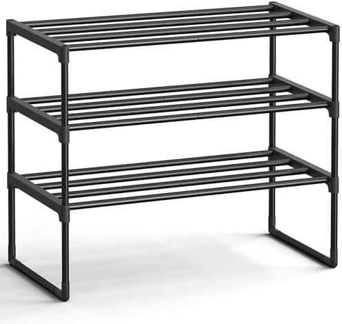SONGMICS Shoe Rack, 3-Tier Shoe Organizer, Metal Storage Shelf by SONGMICSbySONGMICSHOME