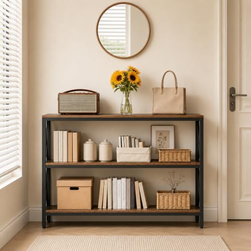 MAHANCRIS 47.2" Sofa Table, Industrial Console Table, 3-Tier Entryway Table by MAHANCRIS