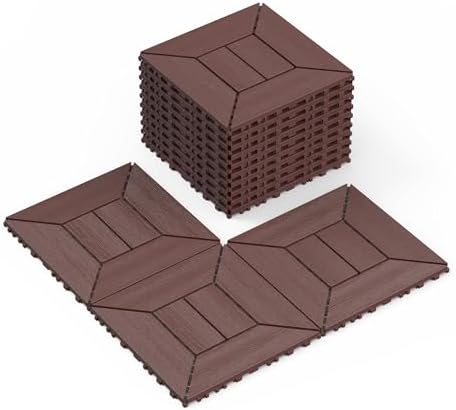 Plastic Interlocking Deck Tiles, 44 Pack, Non-Slip Patio Floor Decking Tiles by Unknown