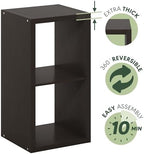 Furinno CUBICLE 2-Cube Book Shelf, Extra Thick Frame Bookshelf, Dark Oak - Image 6
