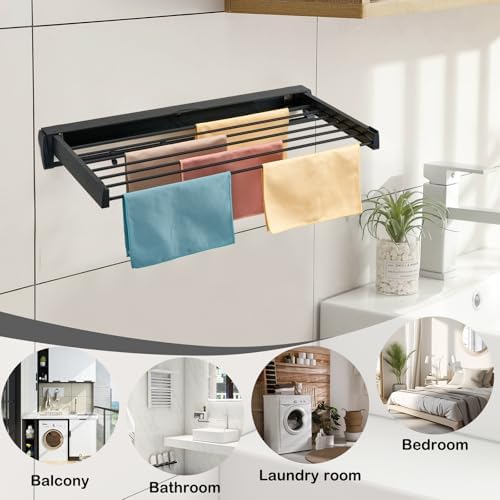 Wall Mounted Drying Rack, Aluminum Collapsible, 88 lbs Capacity, Foldable - Image 5