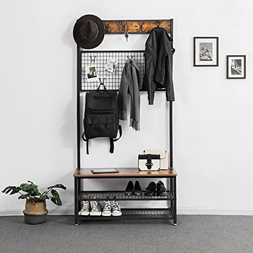 VASAGLE Coat Rack and Storage Bench, Hall Tree - Image 3