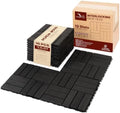 Acacia Interlocking Deck Tiles, 12 Slats, Ebony Black by VICTORYRELAX