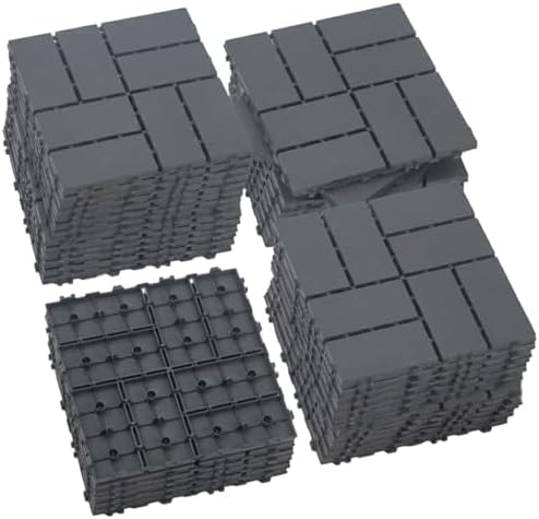 Plastic Interlocking Deck Tiles 36 Pack 12"x12" | Non-Slip Tool-Free Waterproof by Unknown