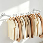 Industrial Iron Pipe Clothes Hanging Bar DIY Wall-Mounted Garment Rack Heavy - Image 2