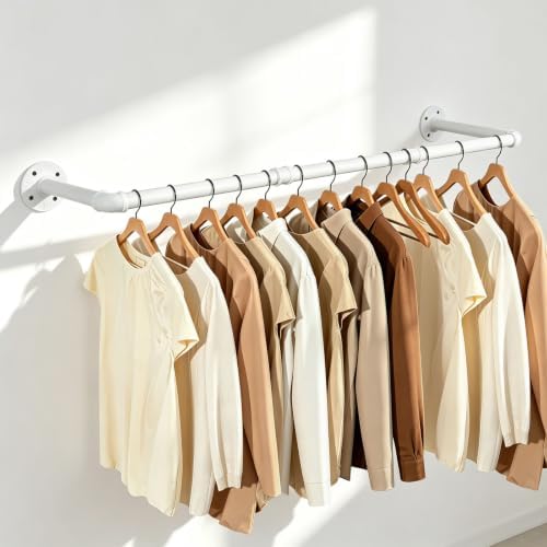 Industrial Iron Pipe Clothes Hanging Bar DIY Wall-Mounted Garment Rack Heavy - Image 2