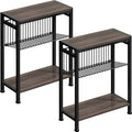 Small Side Table Set of 2 for Small Space, 3-Tier Narrow End Tablewith Magazine by HOME