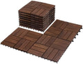 Interlocking Deck Tiles 12"x12"x0.94'' FSC Acacia Hardwood Dark Brown Patio by FRESGARD