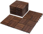 Interlocking Deck Tiles 12"x12"x0.94'' FSC Acacia Hardwood Dark Brown Patio by FRESGARD