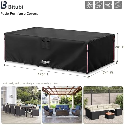 Bitubi Rectangular Patio Table Cover - Image 2