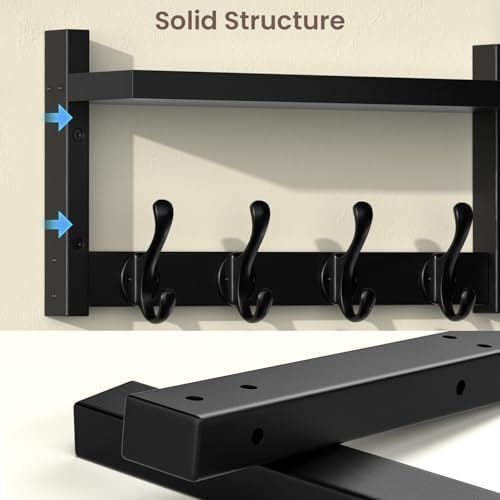 35'' Black Coat Rack Wall Mount - Image 7