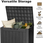 35 Gallon Outdoor Deck Box Lockable Waterproof Storage Black - Image 6