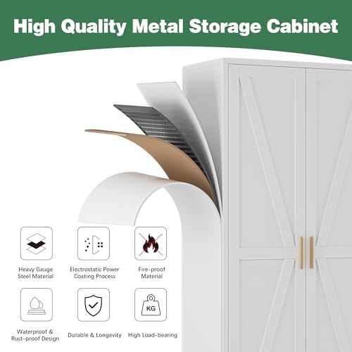 71" Metal Storage Cabinet, Tall Utility Closet Cabinet - Image 5