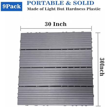9 PCS 12x12 Inch Plastic Interlocking Deck Tiles - Image 2
