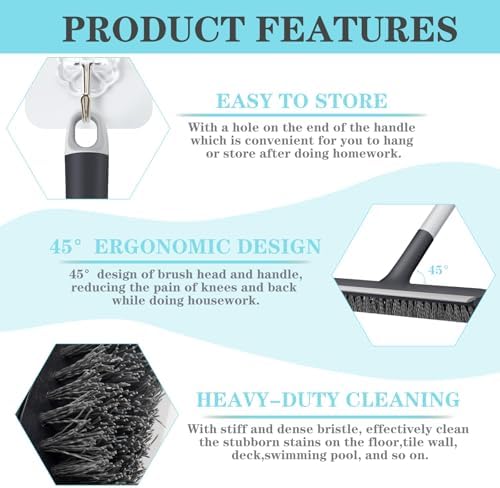 Floor Scrub Brush for Cleaning Bathroom, Garage and Deck - Image 4