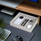 HofferRuffer Faux Leather Vanity Tray, Elegant Desktop Storage Organizer - Image 4