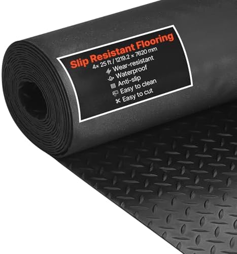 VEVOR Garage Floor Roll, 4 x 25 ft Garage Flooring Mat, 3 mm Thickened Rubber by VEVOR