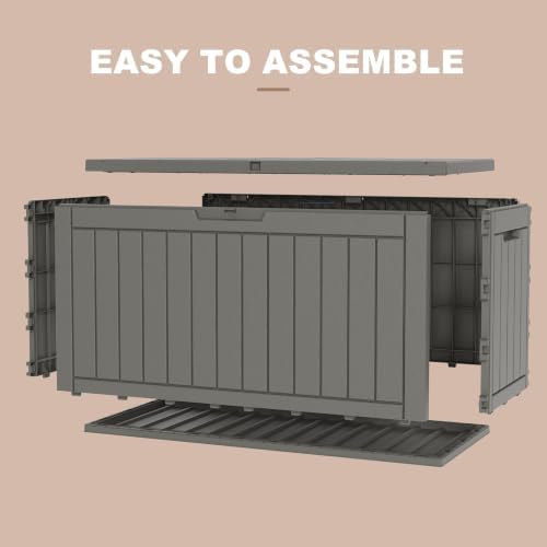 150 Gallon Deck Box, Lockable Waterproof Resin Outdoor Storage Box, - Image 6