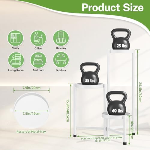 iDavosic.ly Plant Stand Indoor Outdoor, 3 Tier Metal Corner Shelf - Image 3