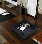 HofferRuffer Faux Leather Vanity Tray, Elegant Desktop Storage Organizer - Image 6